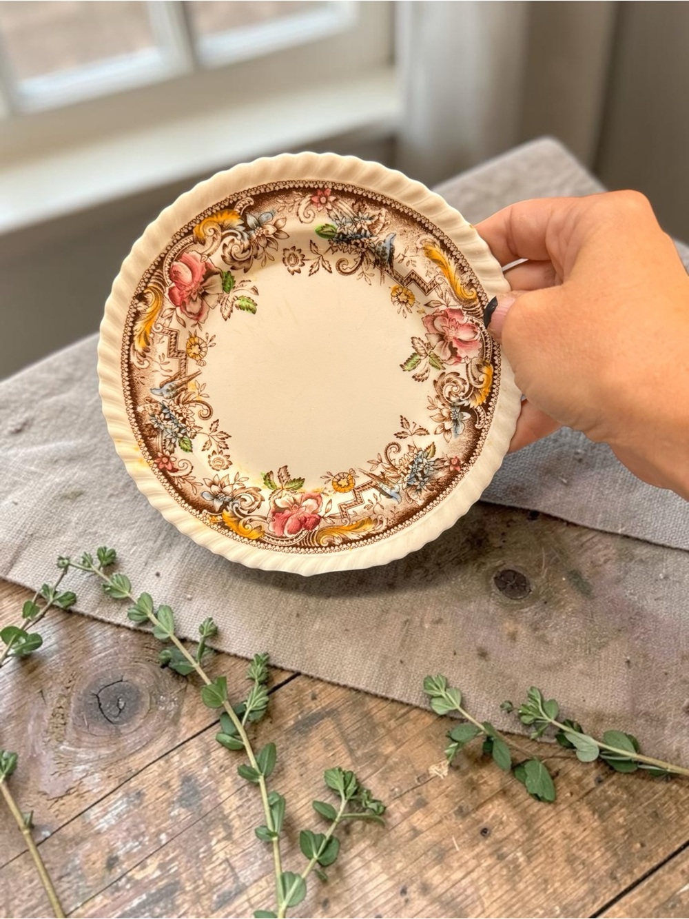 Johnson Brothers Devonshire Floral Gold and Pink Trimmed Decorative Plate